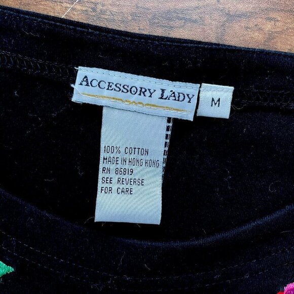 Vintage 1980s Accessory Lady Womens Top Sz Medium Black Beaded Sequins Loud - Picture 7 of 11